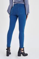 Bayan Mavi Yüksek Bel Esnek Pantolon