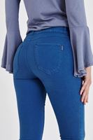 Bayan Mavi Yüksek Bel Esnek Pantolon