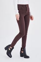 Bayan Kahverengi Yüksek Bel Esnek Pantolon