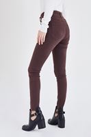 Bayan Kahverengi Yüksek Bel Esnek Pantolon