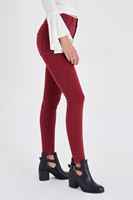 Bayan Bordo Yüksek Bel Esnek Pantolon