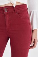 Bayan Bordo Yüksek Bel Esnek Pantolon