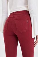 Bayan Bordo Yüksek Bel Esnek Pantolon