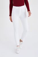 Bayan Beyaz Yüksek Bel Esnek Pantolon
