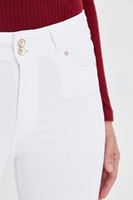 Bayan Beyaz Yüksek Bel Esnek Pantolon