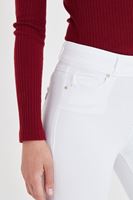 Bayan Beyaz Yüksek Bel Esnek Pantolon