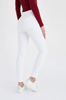 Bayan Beyaz Yüksek Bel Esnek Pantolon