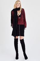 Bayan Bordo Kruvaze Dökümlü Bluz