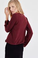 Bayan Bordo Kruvaze Dökümlü Bluz