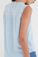 Bayan Mavi Kolsuz Denim Bluz