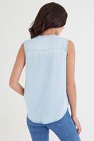 Bayan Mavi Kolsuz Denim Bluz