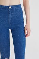 Bayan Mavi Yüksek Bel Skinny Pantolon