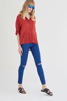 Bayan Mavi Yüksek Bel Skinny Pantolon