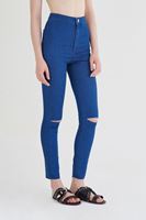 Bayan Mavi Yüksek Bel Skinny Pantolon