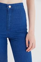 Bayan Mavi Yüksek Bel Skinny Pantolon