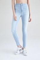 Bayan Mavi Yüksek Bel Skinny Pantolon