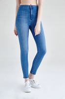 Bayan Mavi Yüksek Bel Skinny Pantolon