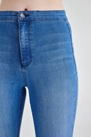 Bayan Mavi Yüksek Bel Skinny Pantolon