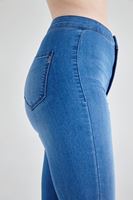 Bayan Mavi Yüksek Bel Skinny Pantolon