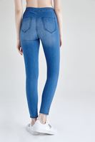 Bayan Mavi Yüksek Bel Skinny Pantolon