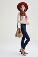 Bayan Krem Triko Croptop