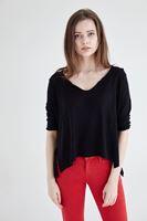 Bayan Siyah V Yaka Kısa Triko