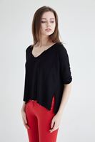 Bayan Siyah V Yaka Kısa Triko