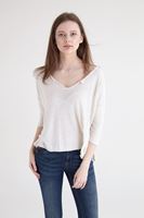 Bayan Krem V Yaka Kısa Triko