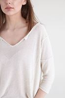 Bayan Krem V Yaka Kısa Triko