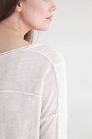 Bayan Krem V Yaka Kısa Triko