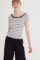 Bayan Siyah/Beyaz Çizgili Tişört