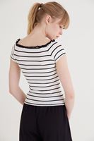 Bayan Siyah/Beyaz Çizgili Tişört