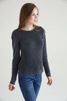 Bayan Siyah Omuz Detaylı Yıkamalı Triko