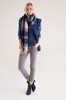 Bayan Mavi Omuz Detaylı Yıkamalı Triko