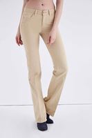 Bayan Krem Düşük Bel Bot Paça Pantolon