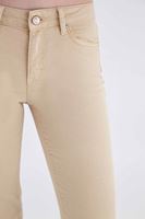 Bayan Krem Düşük Bel Bot Paça Pantolon