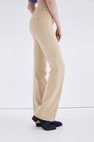 Bayan Krem Düşük Bel Bot Paça Pantolon