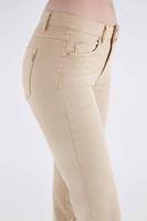 Bayan Krem Düşük Bel Bot Paça Pantolon