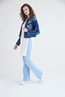 Bayan Mavi Düşük Bel Bot Paça Pantolon