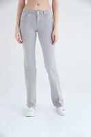 Bayan Gri Düşük Bel Bot Paça Pantolon