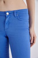 Bayan Mavi Düşük Bel İspanyol Paça Pantolon