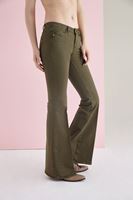 Bayan Yeşil Düşük Bel İspanyol Paça Pantolon