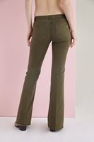 Bayan Yeşil Düşük Bel İspanyol Paça Pantolon