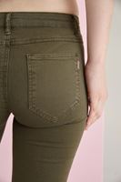 Bayan Yeşil Düşük Bel İspanyol Paça Pantolon