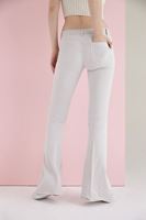 Bayan Gri Düşük Bel İspanyol Paça Pantolon
