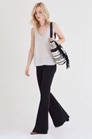 Bayan Siyah Düşük Bel İspanyol Paça Pantolon