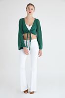 Bayan Beyaz Düşük Bel İspanyol Paça Pantolon