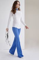 Bayan Mavi İspanyol Paça Düşük Bel Pantolon