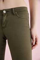 Bayan Yeşil İspanyol Paça Düşük Bel Pantolon
