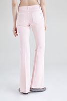 Bayan Pembe İspanyol Paça Düşük Bel Pantolon